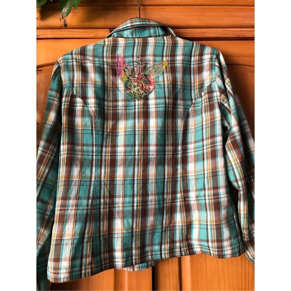 Plaid Blazer with Floral Embroidery - Picture 5 of 13